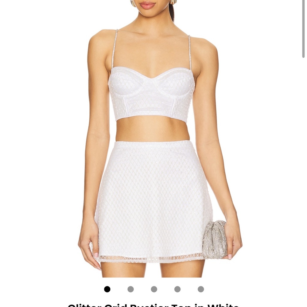 Glitter Grid Bustier Top in White (for love & lemons)